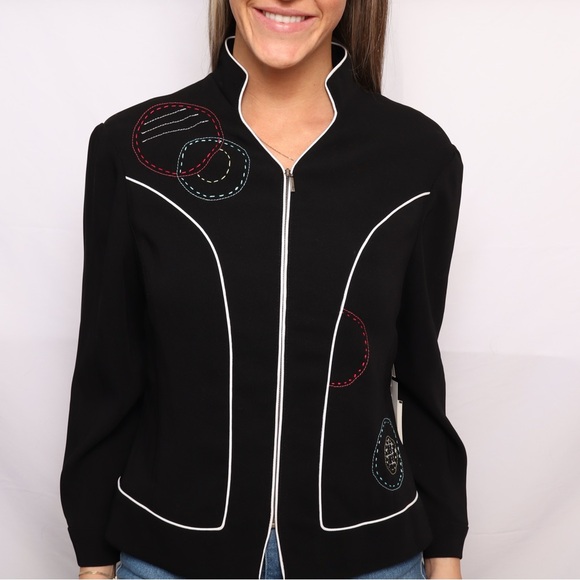 Vintage Jackets & Blazers - NWT! Canvasbacks Black Jacket with Embroidered Accents